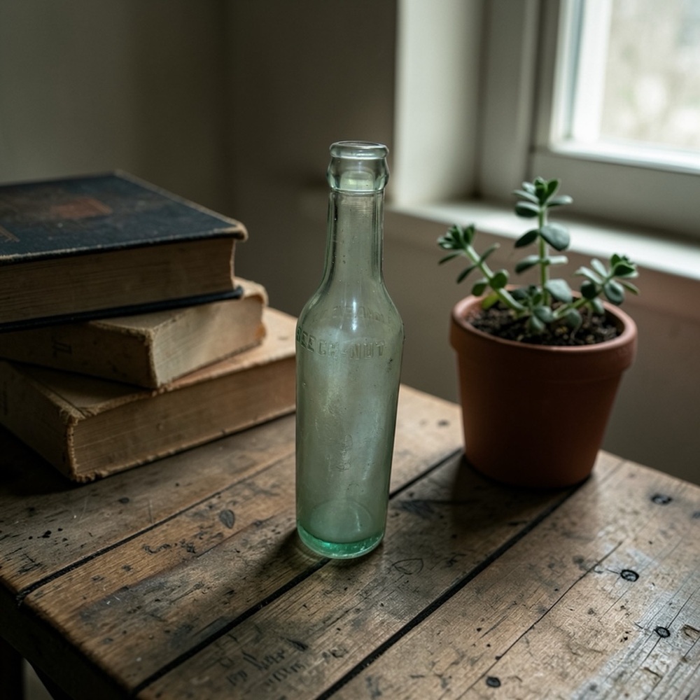 Vintage Beech Nut Green‎ Tinted Glass Bottle